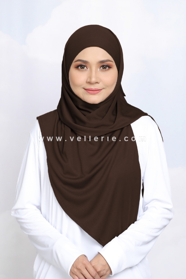Tudung Adeela Active Tieback - Dark Brown